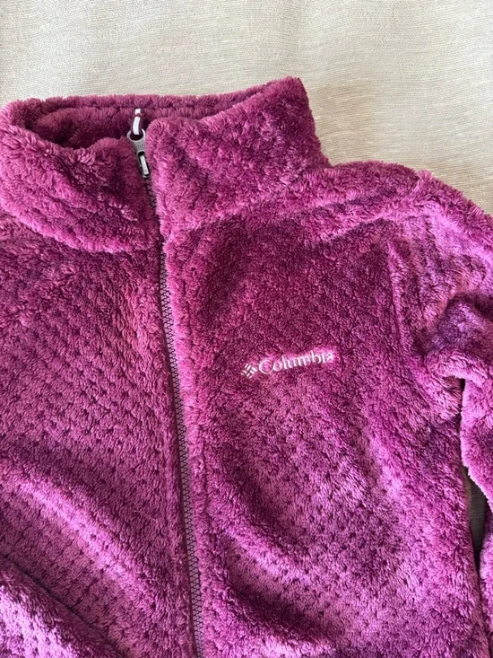 Columbia Kids Fleece Jacket Youth Medium 10-12 Pink Full Zip Sherpa Cozy Soft - Picture 3 of 9
